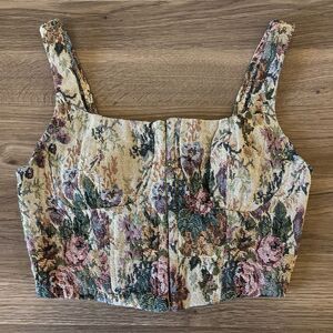 Target Wild Fable Floral Tapestry Crop Top Corset Bra Bustier Top Size X-Small